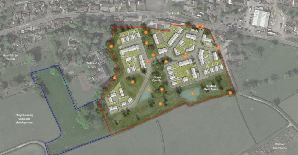 A planning application for up to 78 homes and commercial space on Main Street, Walton, has been submitted to Somerset Council for review