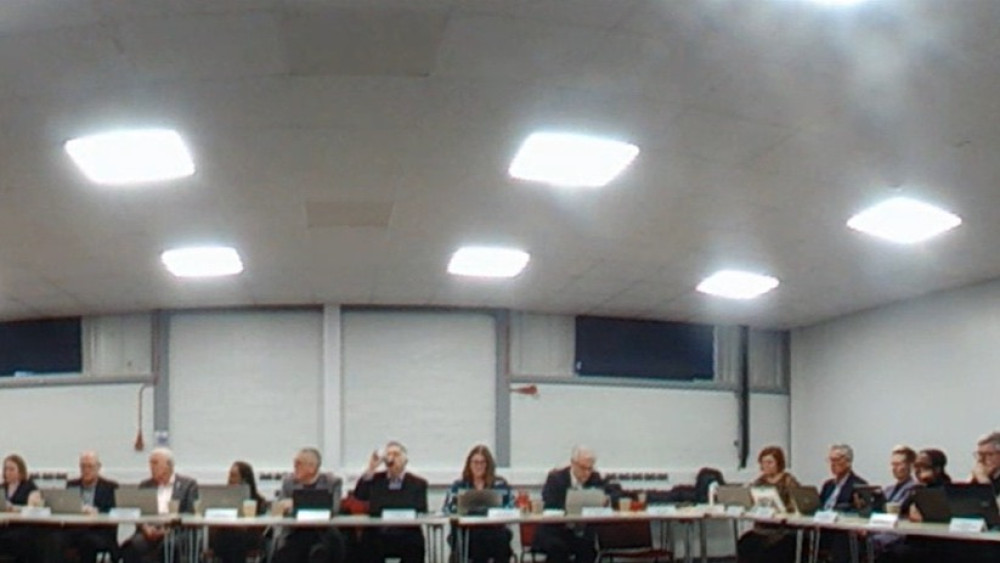 Screenshot of the health board meeting online broadcast (image via LDRS)