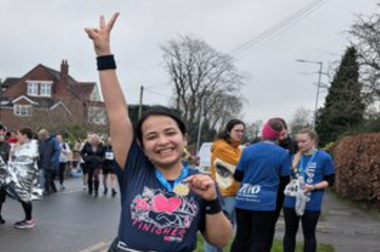 Nidhi has already run the Stockport Daffodil 10k, braving temperatures of two degrees celsius - she's now turned her attention to other running challenges (Image - Stockport NHSFT)