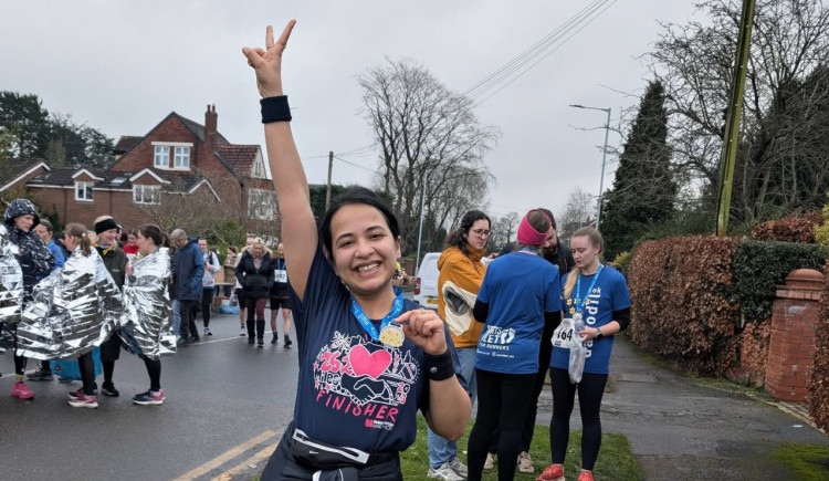 Nidhi has already run the Stockport Daffodil 10k, braving temperatures of two degrees celsius - she's now turned her attention to other running challenges (Image - Stockport NHSFT)