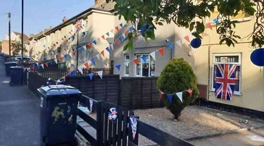 Houses were decked out in Union Jacks in Albert Road, Church Gresley