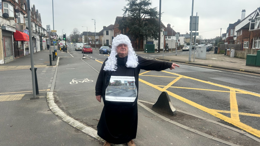Phillip Morgan, 72, at the yellow box junctions on Kingston Road (credit: Charlotte Lillywhite/LDRS).