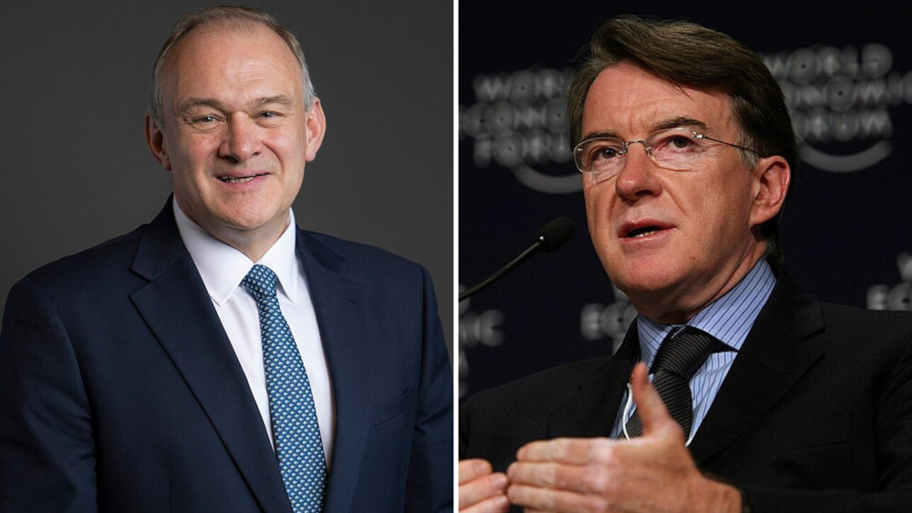 Kingston and Surbiton MP Ed Davey (left) has called for a full statutory inquiry into Jeffrey Epstein’s links to the British political establishment and Peter Mandelson (right) (credit: House of Commons & World Economic Forum via Wikimedia Commons).