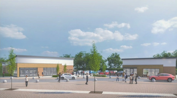 Plans have been submitted for a new local centre on the Kingsbourne estate in Nantwich, anchored by a Co-operative food store and a second retail unit (Photo: CEC Planning).