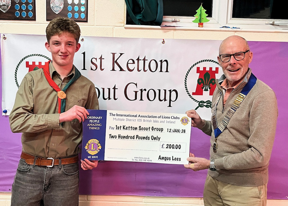 Angus chose to donate his prize to 1st Ketton Scout Group (Photo: Rutland Lions)