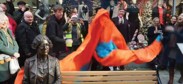A dramatic moment as the statue was unveiled by best-selling author Tracy Chevalier.