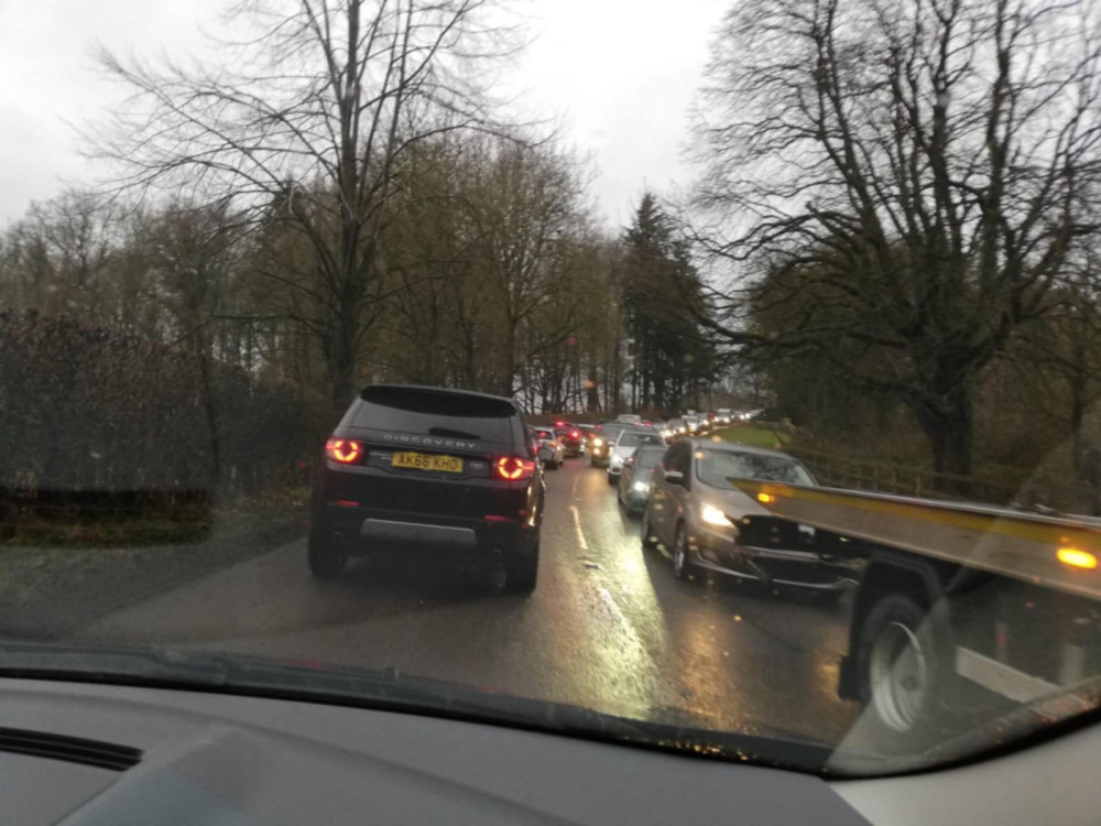 Long delays after A500 closed for emergency resurfacing. (Photo: Nub News) 
