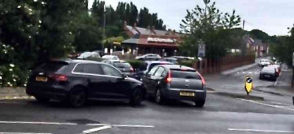 Traffic backed up to the junction of Belmont Street and Civic Way