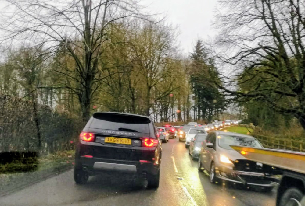 Long delays after A500 closed for emergency resurfacing (Photo: Nub News).