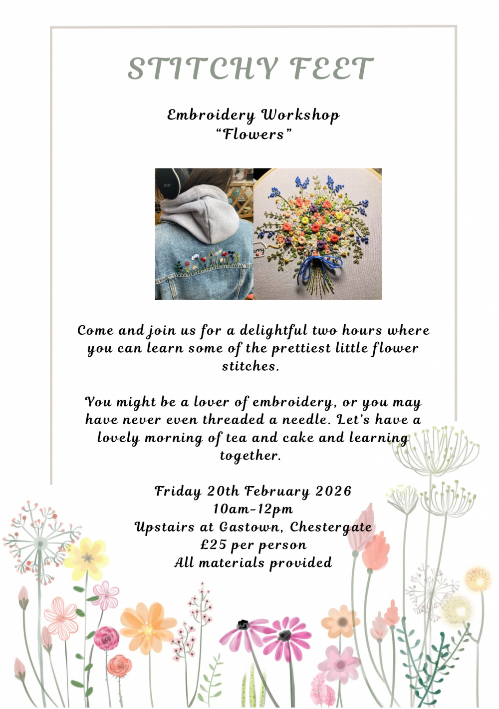 “Flowers” embroidery workshop with Stitchy Feet