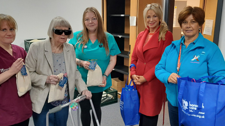A team from Hen Cloud House have dropped off toiletry packs at Macclesfield Hospital (image via Borough Care)