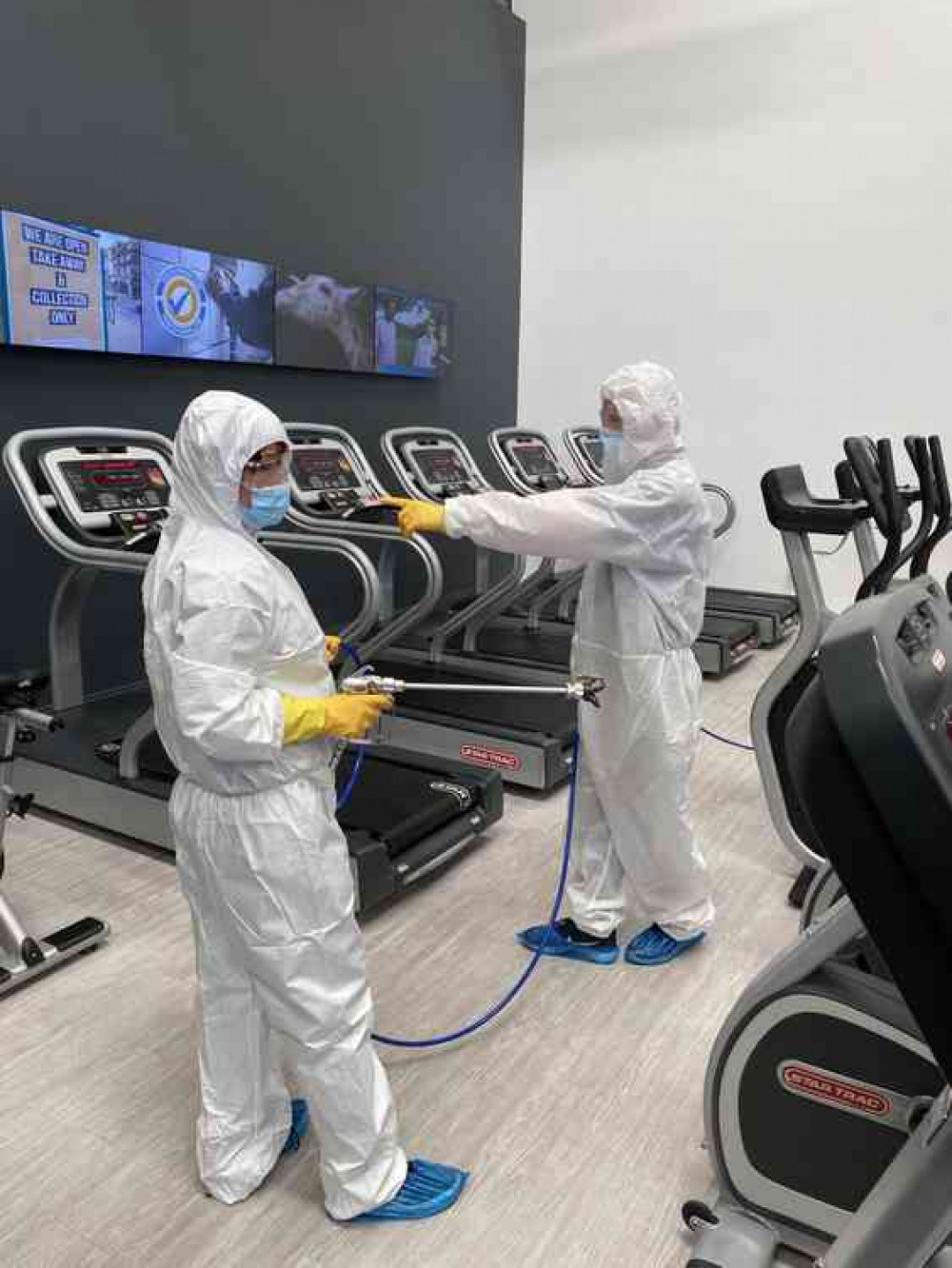 The gym areas are being throughly disinfected ahead of welcoming members back