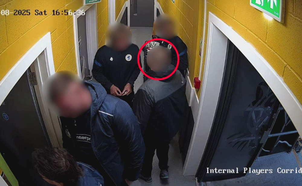 Chester supporter Lee Newman made his way into the away dressing room at Windsor Foodservice Stadium (Image via: Nottinghamshire Police)
