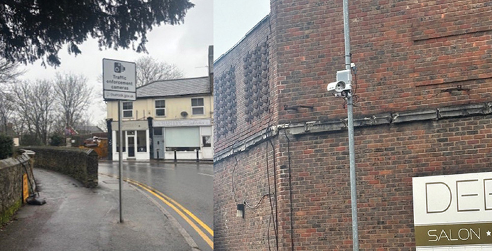 The new traffic enforcement sign at the top of Church Hill in Stanford-le-Hope and the camera now mounted at the bottom of the hill on the junction with King Street.