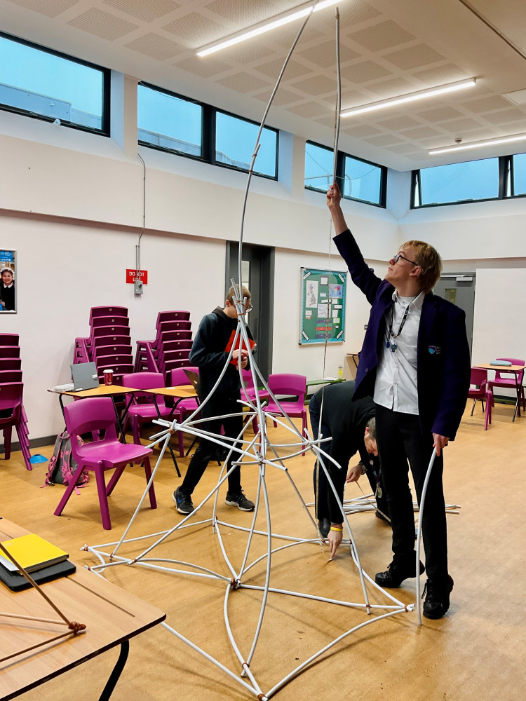 Students designed and built a free-standing structure, going through the construction process from design, evaluation to scale model production. (Photo: Church Lawton School)  