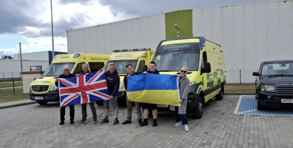 Volunteers dropping off the vehicles in Leżajsk, moments before handover to Ukrainian drivers, last year (2025) (images supplied)