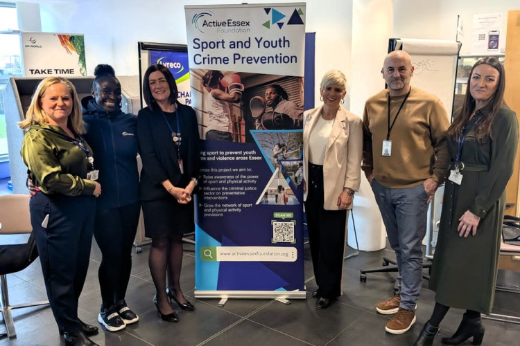 The force’s Prevent and Protect Officer for Gangs and County Lines, Jennie Read (third from left), with representatives of the Active Essex Foundation at the Thurrock launch.