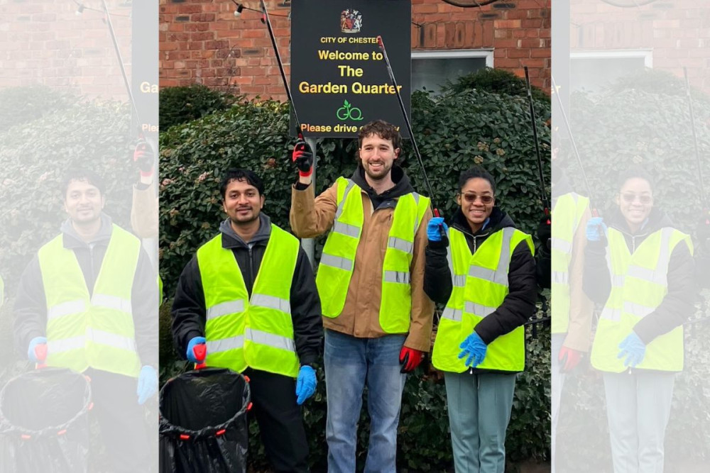 A group of Chester students recently took part in a city centre litter pick (Image supplied)