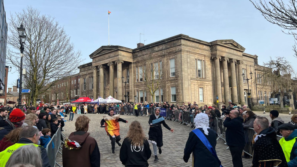 Macclesfield Pancake Race took place on Tuesday, February 17 (Credit: Nub News)