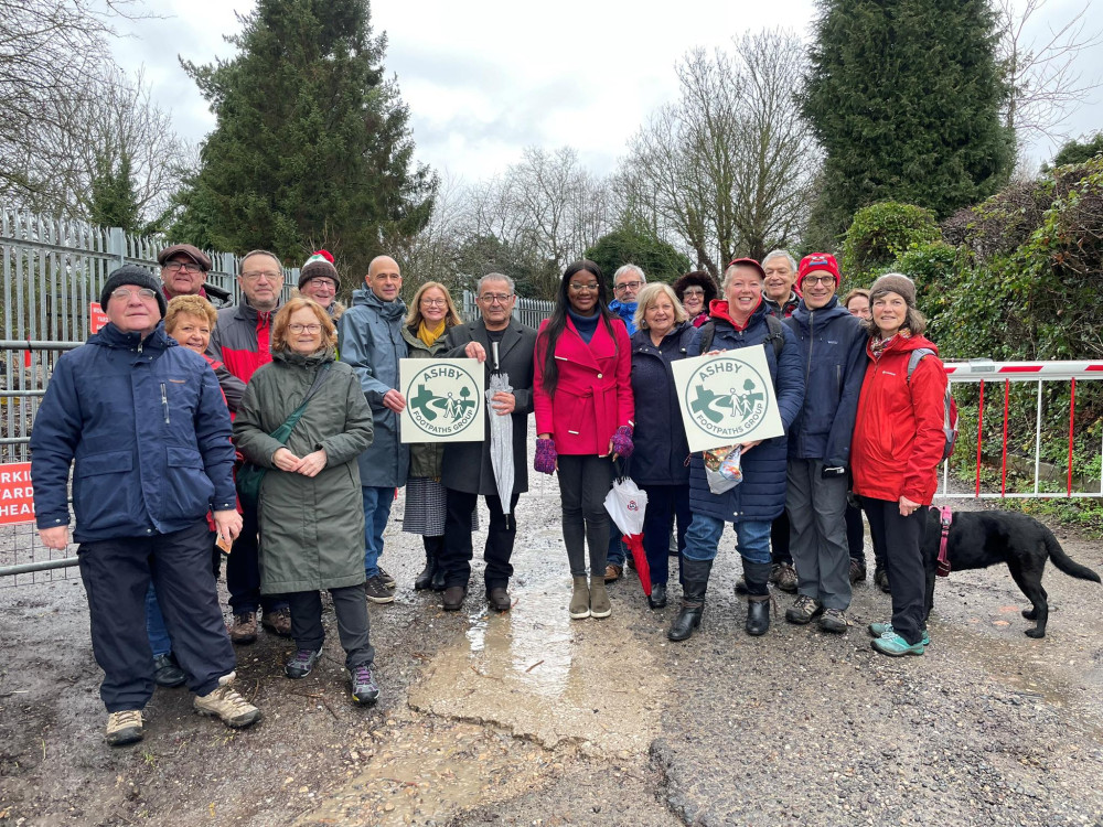Despite celebrations from councillors when the footpath reopened, the town council is still frustrated by lack of action from county council (Photo: Ashby Town Council)