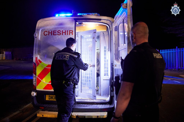 Officers were deployed to Crewe, Chester, Ellesmere Port, Widnes and Warrington on Friday 13 and Saturday 14 February, as part of Operation Ascertain (Photo: Cheshire Police).