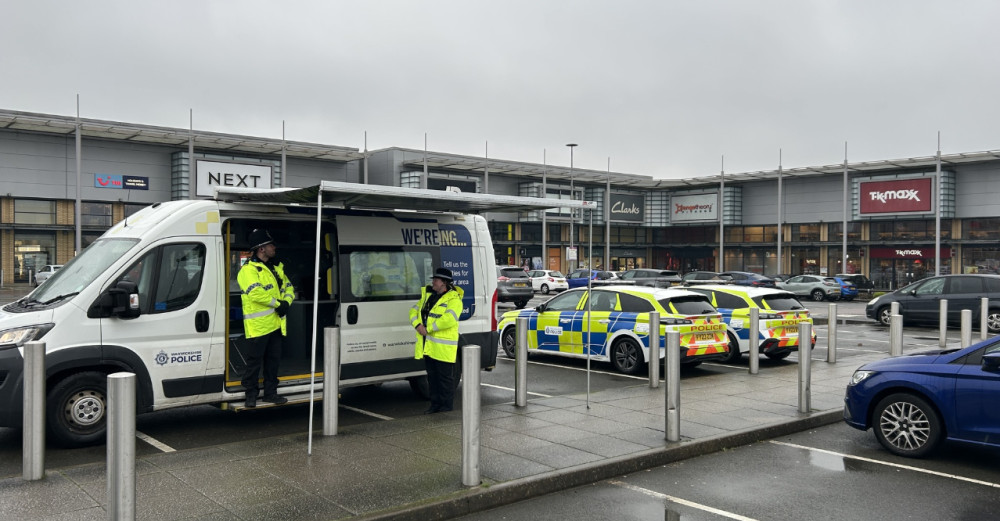 Leamington Safer Neighbourhood Team hosts a 'Pop-up Surgery' at Shires Retail Park on 19 February (image via Leamington Police) 