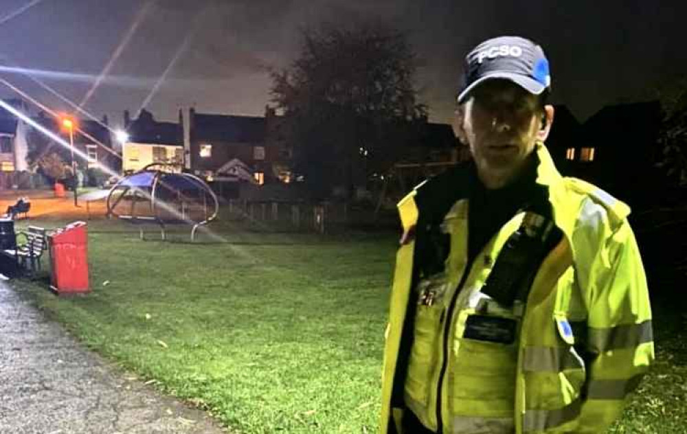 Swadlincote SNT were patrolling parks in the area to clamp down on anti-social behaviour. Photo: Swadlincote SNT Swadlincote SNT were patrolling parks in the area to clamp down on anti-social behaviour. Photo: Swadlincote SNT