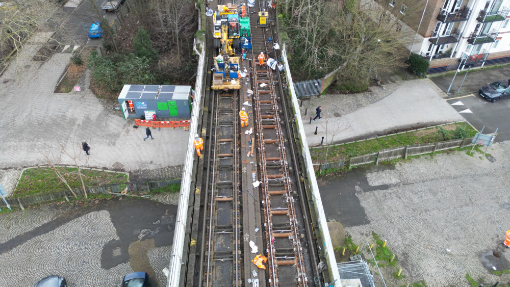 Kingston Bridge viewed from above during the works (Credit: Network Rail)