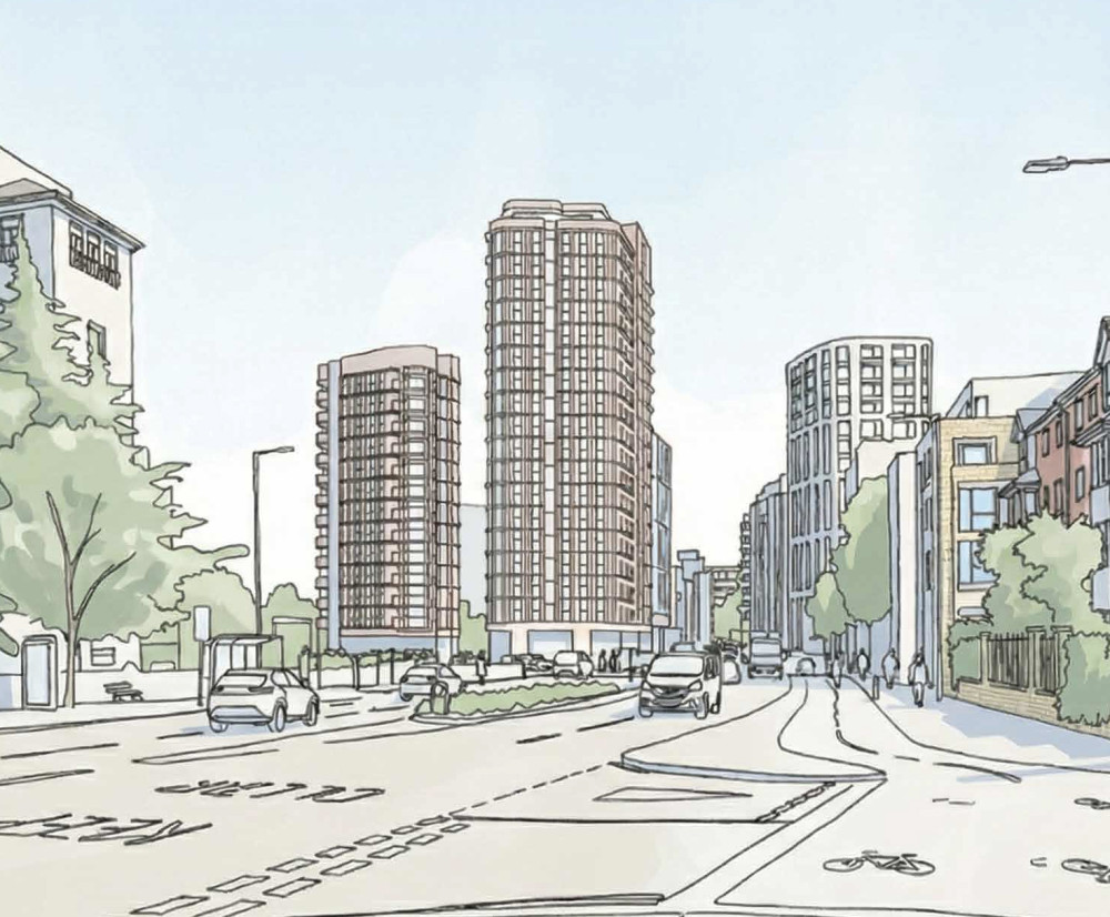 Sketch of the new proposals for the Eden Campus development. (Credit: Cube Real Estate/Darling Associates Architects)