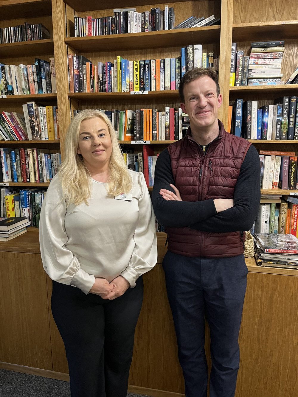 Home manager Violeta Latviene (L) and Alistair Strathern, MP for Hitchin