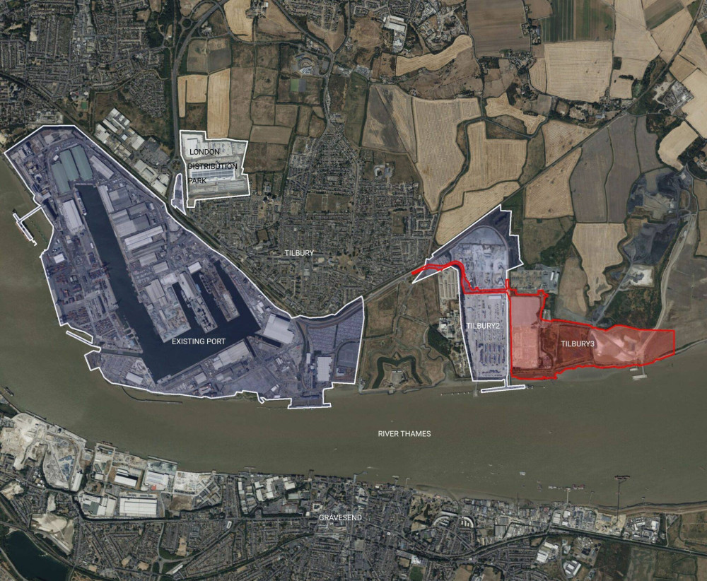 The red area shows the planned expansion. 
