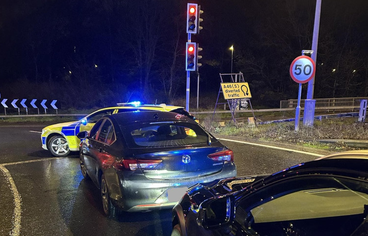 The A46 was stopped early this morning (image via Warwickshire OPU)