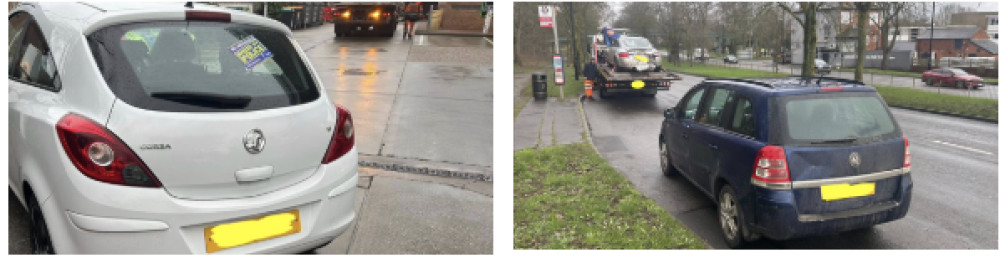 Four vehicles were stopped and seized including one in Warwick (image via OPU Warwickshire)