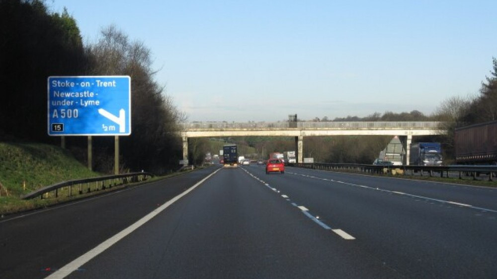 Fury's Mercedes was snapped by motorway cameras on a smart section of the M6 between Keele and Stoke (image via Wiki Commons)