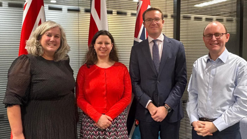 Secretary of State for Transport, Heidi Alexander, with Cheshire MPs Sarah Russell, Tim Roca and Andrew Cooper (Credit: Tim Roca)