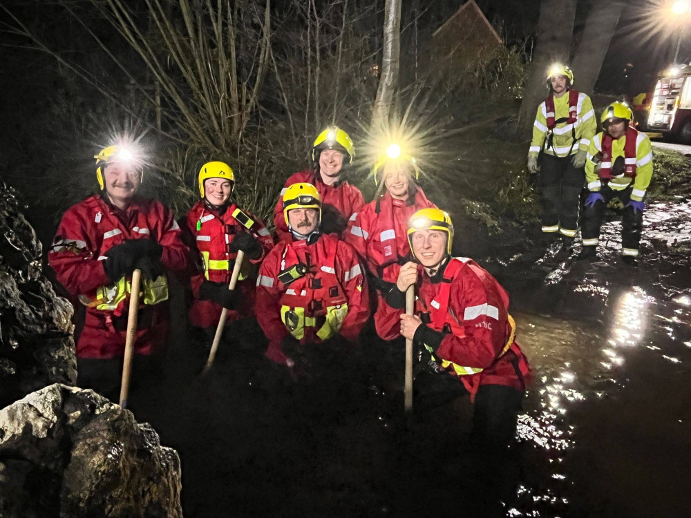 On Monday night, Shepton Mallet fire crews practiced water rescue techniques in North Wootton (Photo: Shepton Mallet Firestation) 