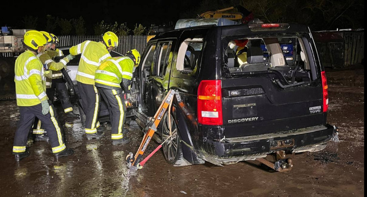 Firefighters at Shepton Mallet underwent essential RTC rescue training using a scrap vehicle (Photo: Shepton Mallet Fire Station/FB) 