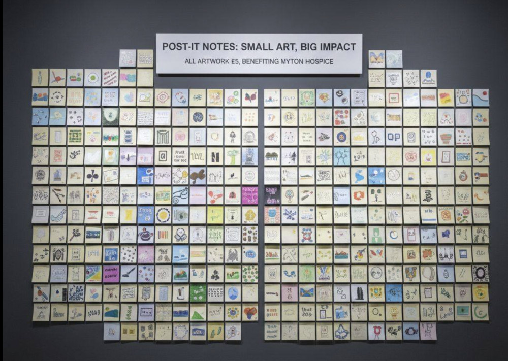 A post-it note exhibition will be held in Leamington Spa on 13 March with funds raised going to Myton Hospice (image via Leamington Art in the Park)