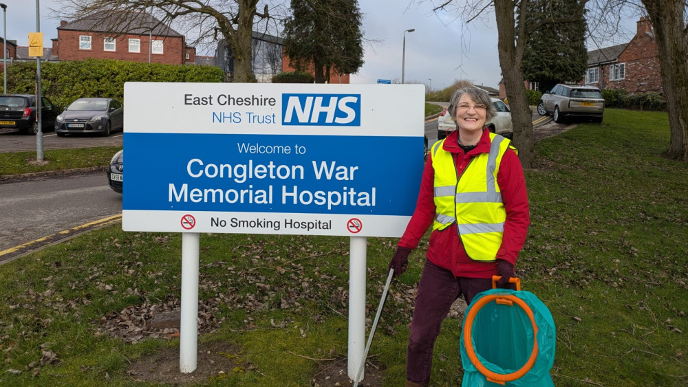 Congleton in Bloom will be cleaning up the hospital this weekend. Pictured is councillor Heather Seddon (Credit: CTC)