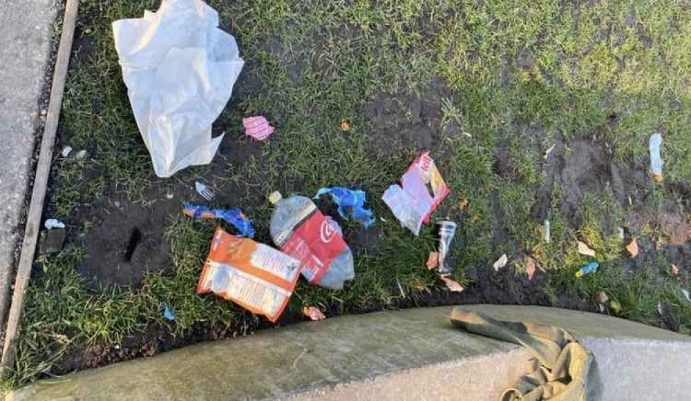 The litter in Newhall Park was highlighted by police. Photo: Swadlincote SNT