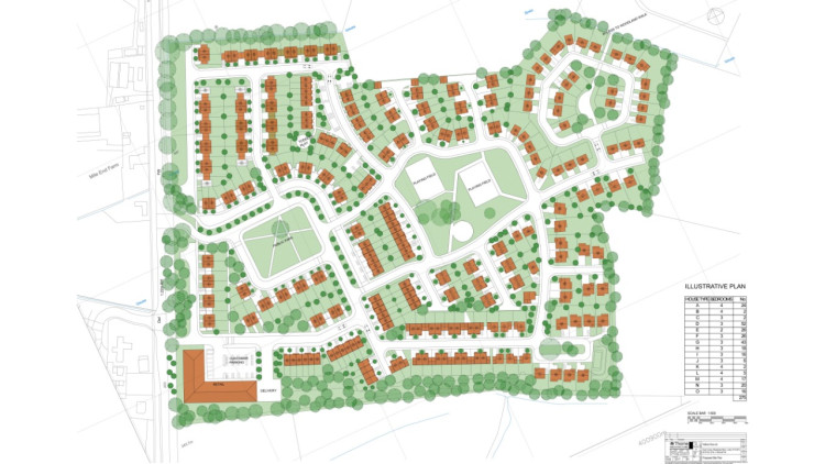 An illustrative plan of how a new housing development could be laid out at the former Anzio Camp (image via planning application)