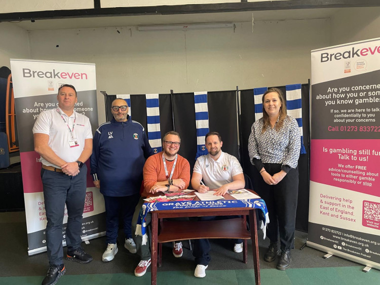 MP Jen Craft joined officials at Grays Athletic as the club signed a national Workplace Charter for Gambling Harms. 