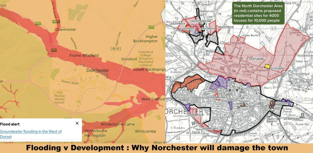 The Environment Agency groundwater flooding map for Dorchester