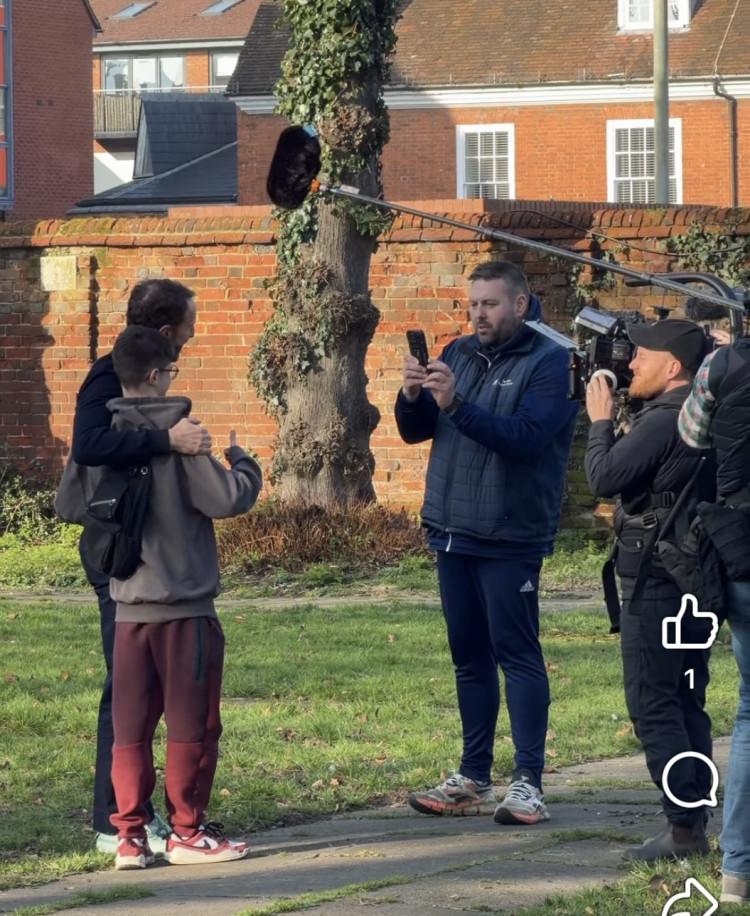 Meeting young fans near St Mary’s (Visit Hitchin)