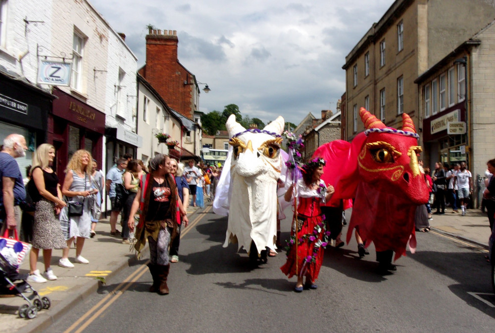 Glastonbury Dragons turn 10 on Sunday, May 3, 2026, with a festivity-filled celebration featuring music, processions, and a unique birthday cake in town. (File photo) 