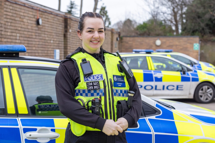 PC Kerrie Evans attended a report of a man standing on the wrong side of motorway bridge railings near Chester (Image via: Cheshire Police Federation)