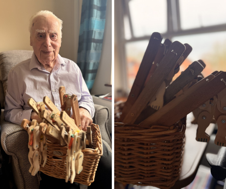 John, 91, dedicates over 1,200 hours crafting 300 wooden toys for charity at a local community workshop. (Supplied) 