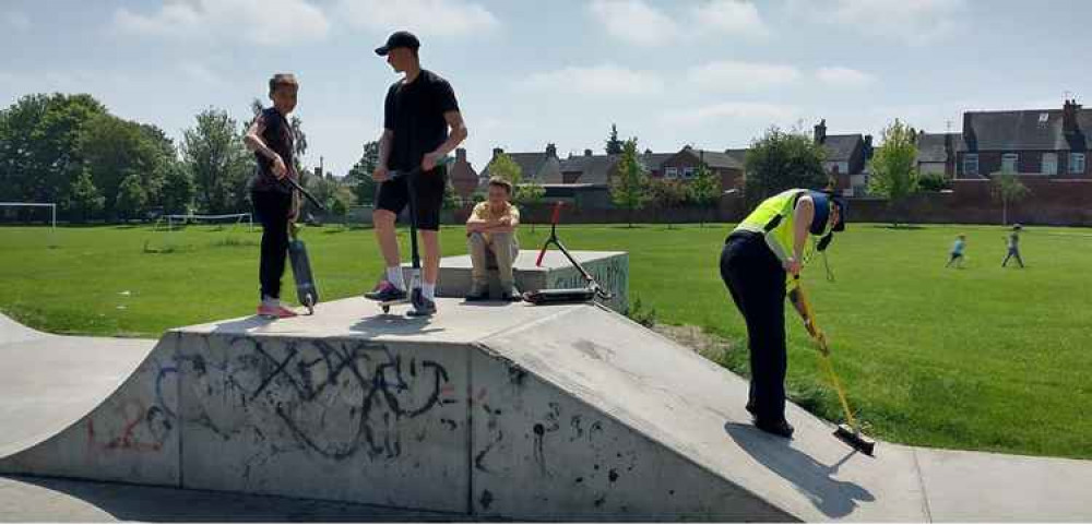 Swadlincote Police joined in a clean up operation in Newhall Park. Photo: Swadlincote Police