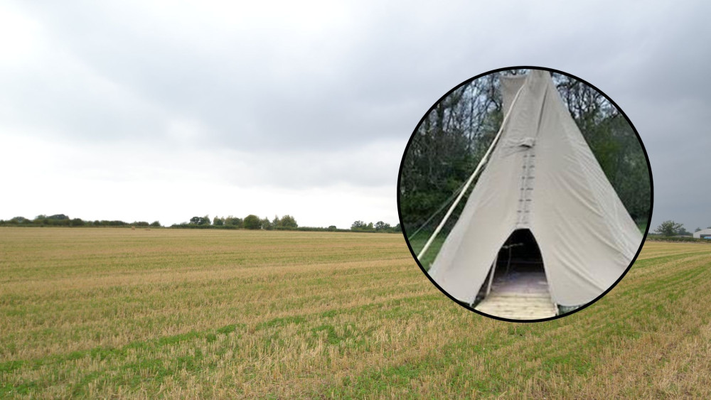Three of the tipis had already been built (image via Stafford Borough Council/Barbers Rural)