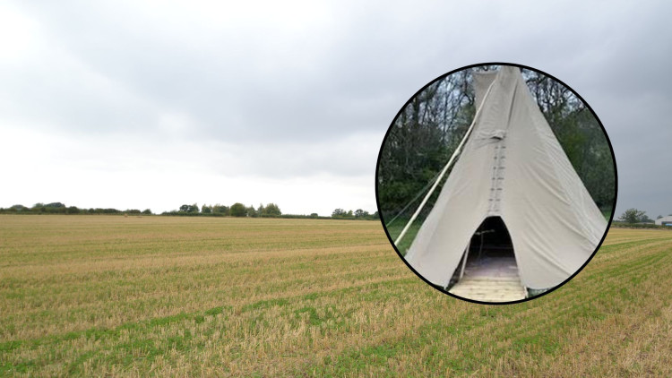 Three of the tipis had already been built (image via Stafford Borough Council/Barbers Rural)
